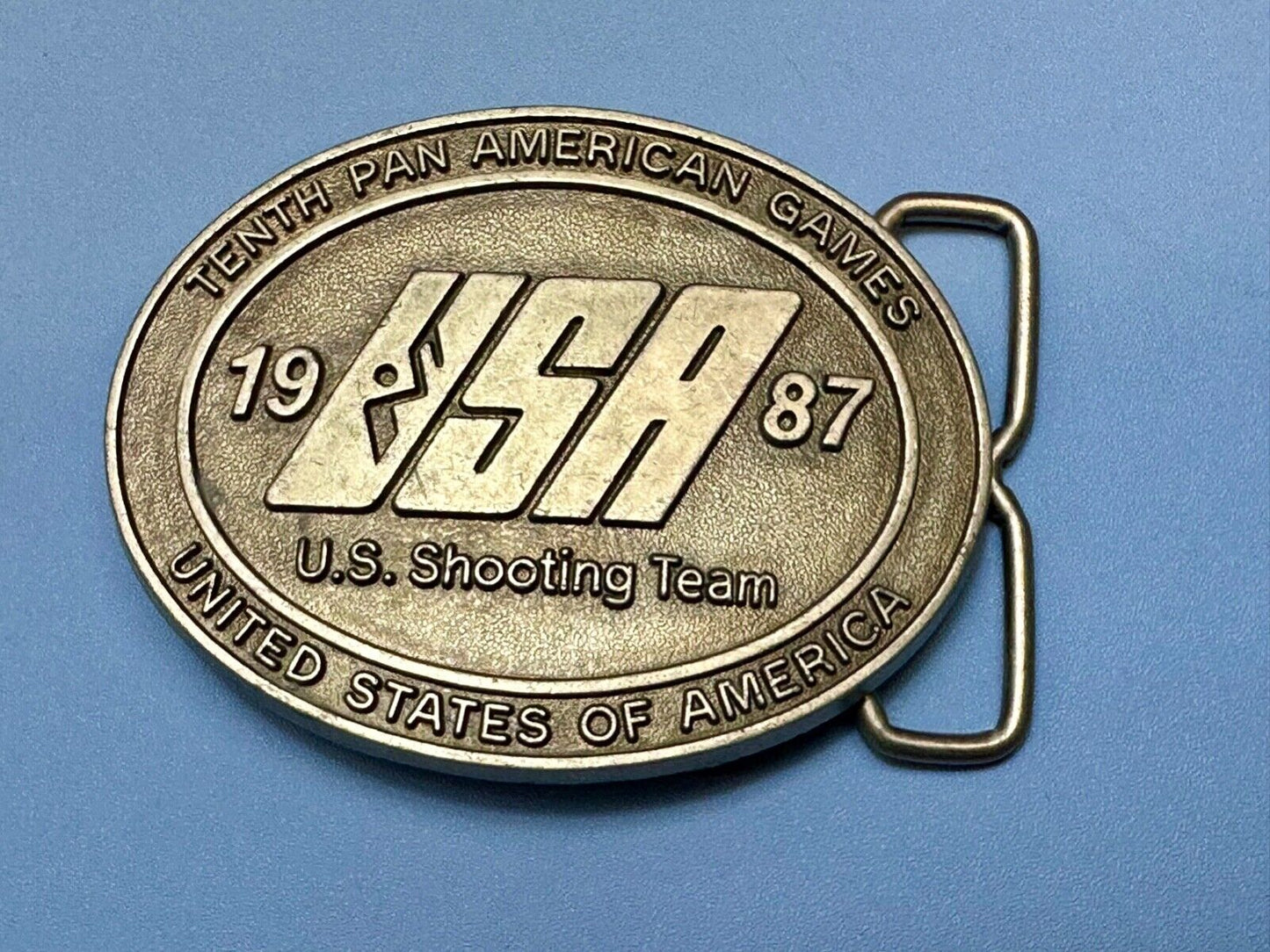 1987 US olympic shooting team olympics 10th Pan Am Games belt buckle