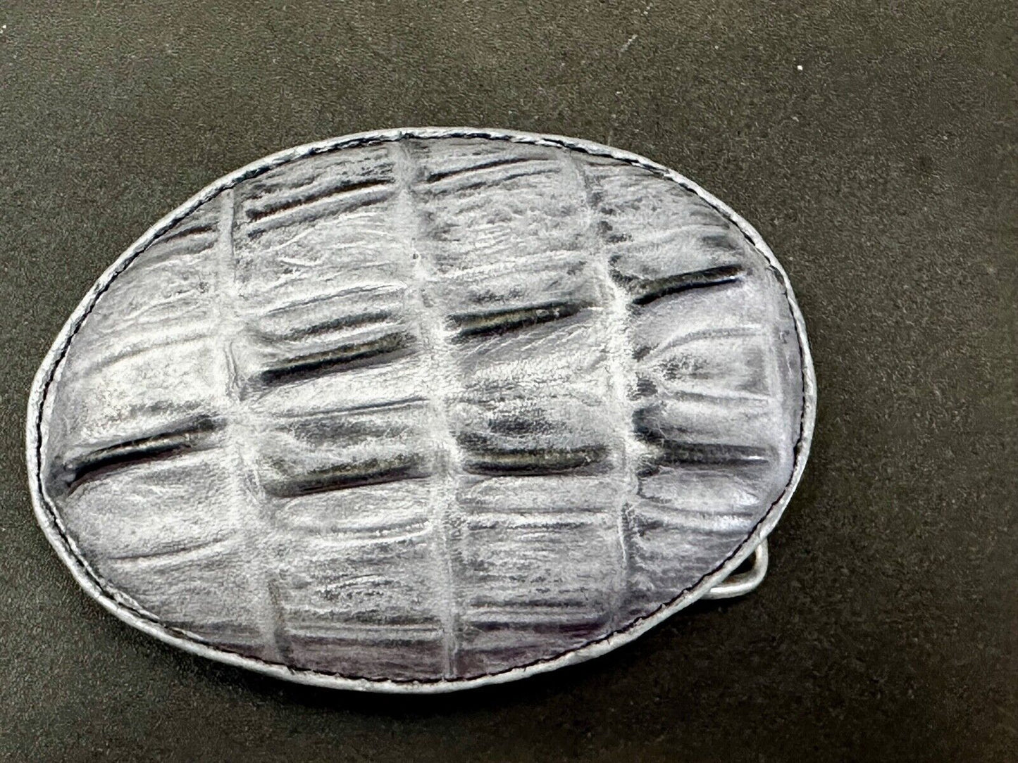 Black Crocodile Tail Skin Design Large Artisan Leather Belt Buckle