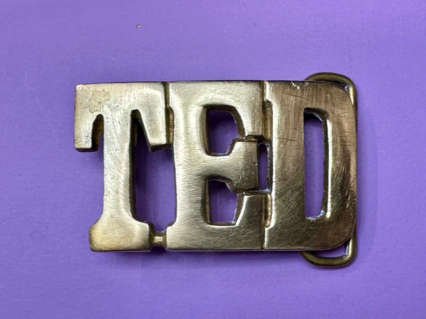 TED Custom Name in Cutout block letters solid brass Baron belt buckle