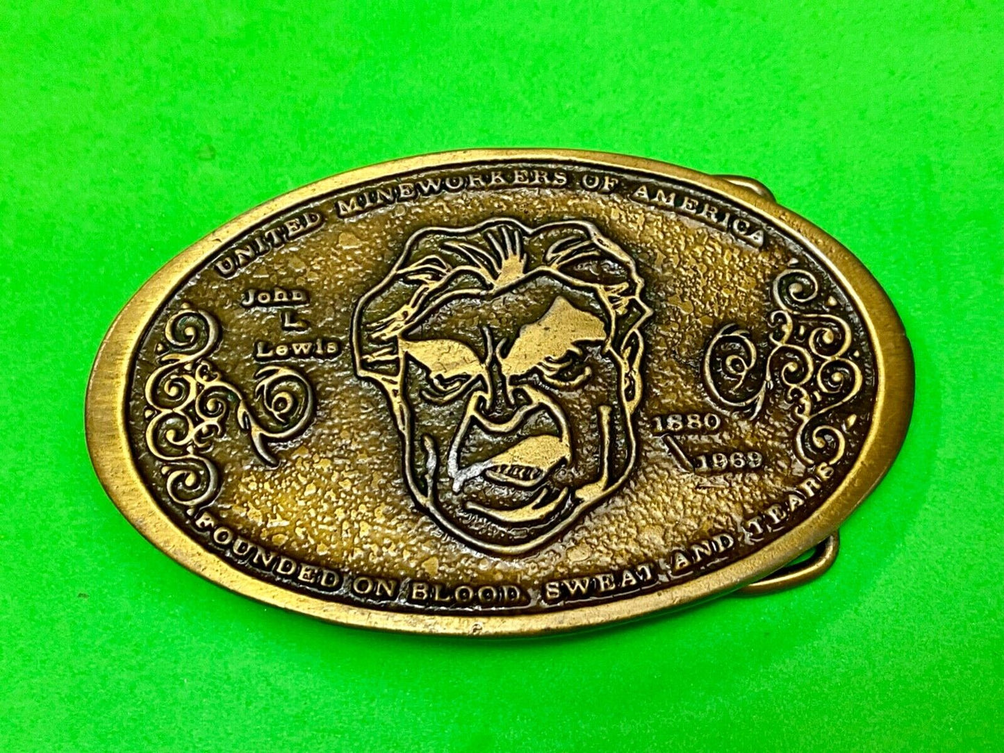 United Mine Workers Umwa Coal Mining 1880-1969 Vintage Belt Buckle John L Lewis