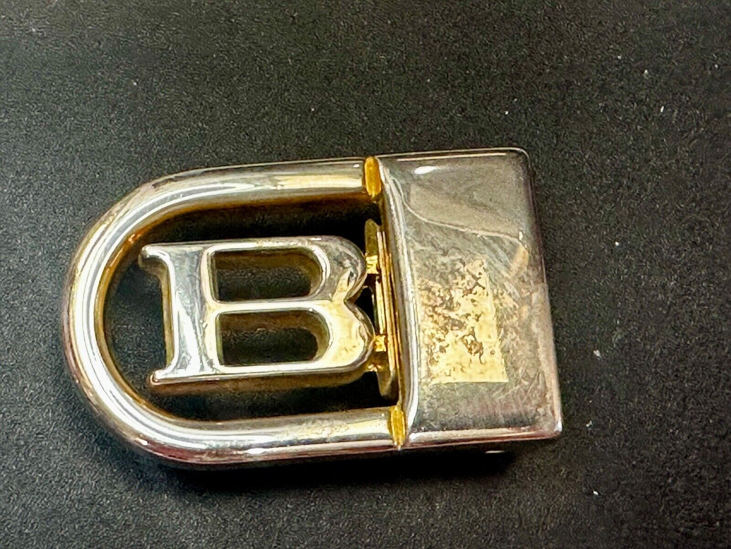 B - Letter Initial Monogram Vintage Gold tone swing arm small belt buckle