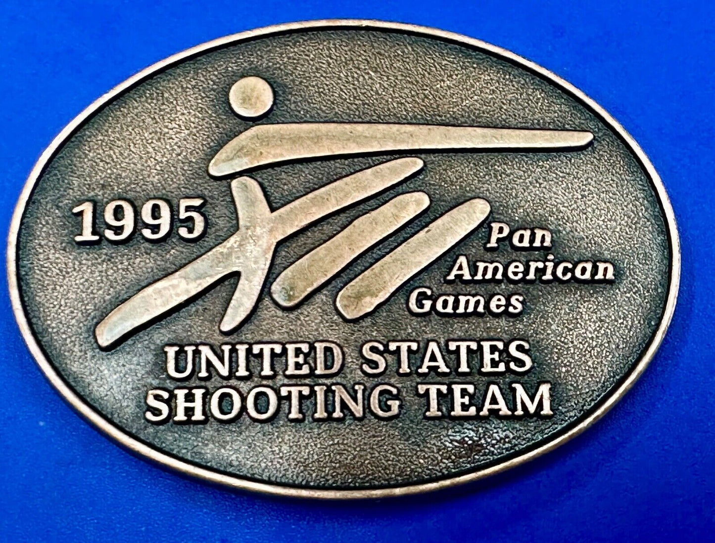 1995 United States US Shooting Team Pan American Am games belt buckle