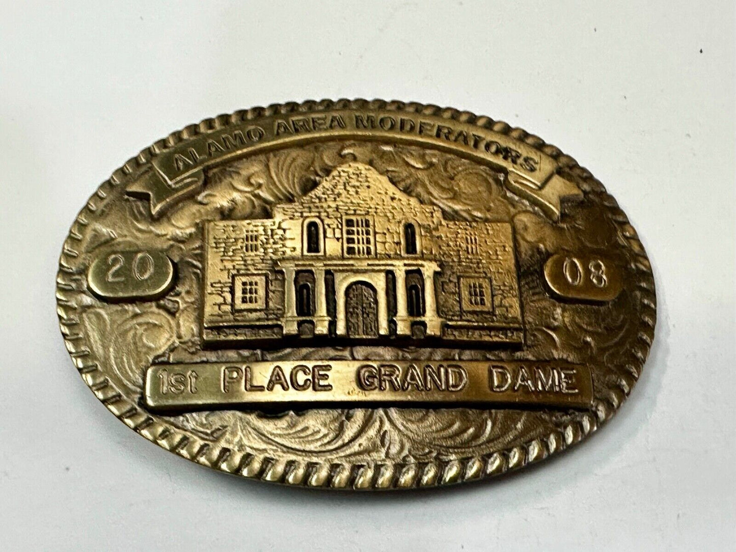2008 Alamo Area Moderators 1st Place Grand Dame RARE Blue Bayou Belt Buckle