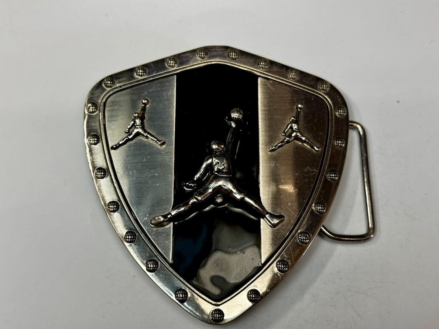 Basketball Iconic Dunk Basket Jump Shot Silver & Black Color Belt Buckle