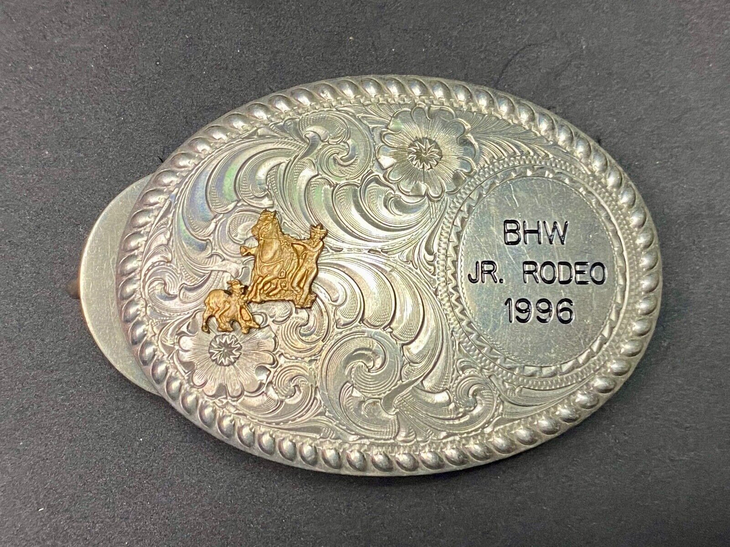 Bhw Jr. Rodeo 1996 Trophy Style German Silver Western Belt Buckle By Wage’s