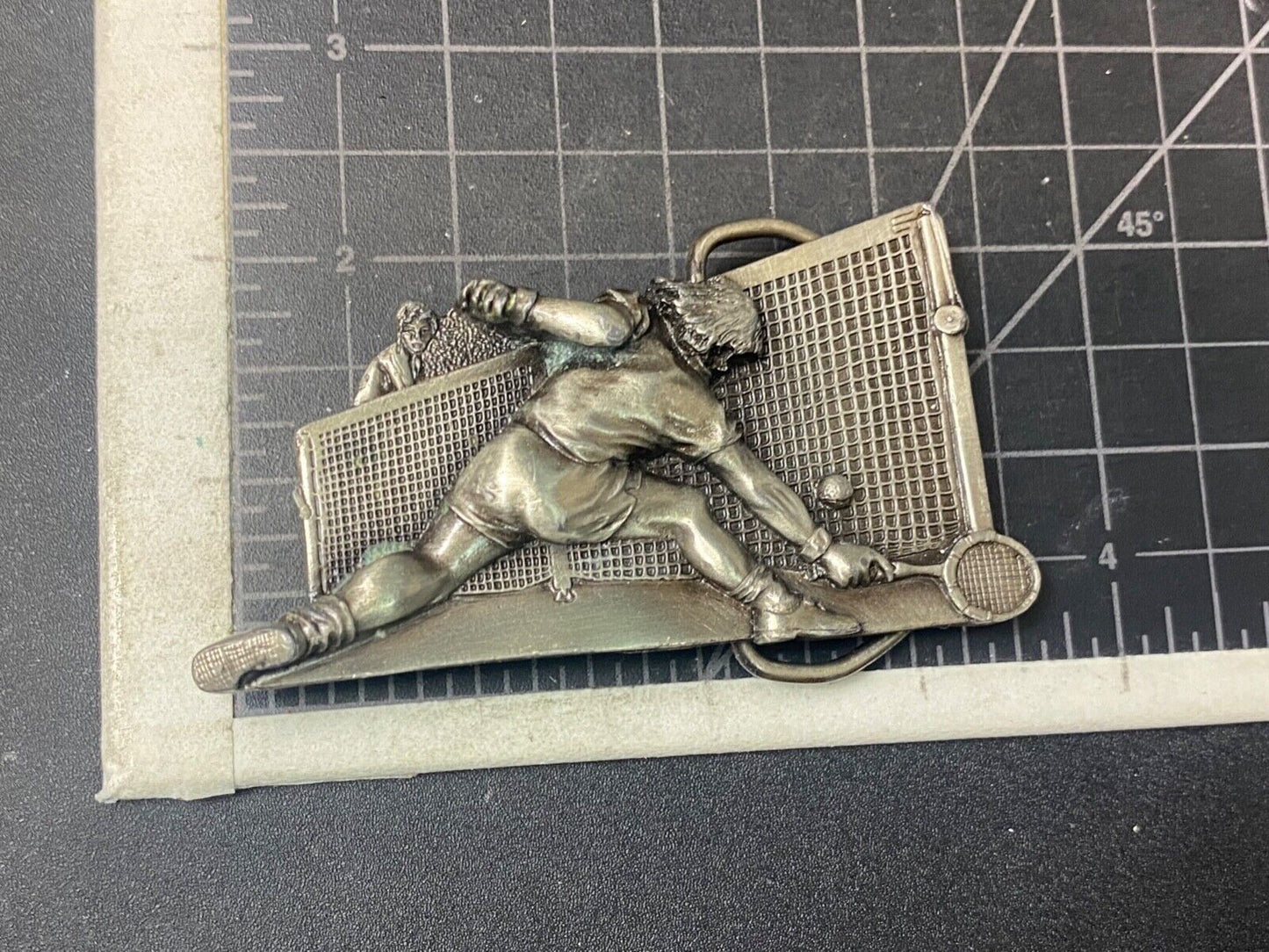 TENNIS sport game A-86 Vintage 1980 Bergamot brass works belt buckle