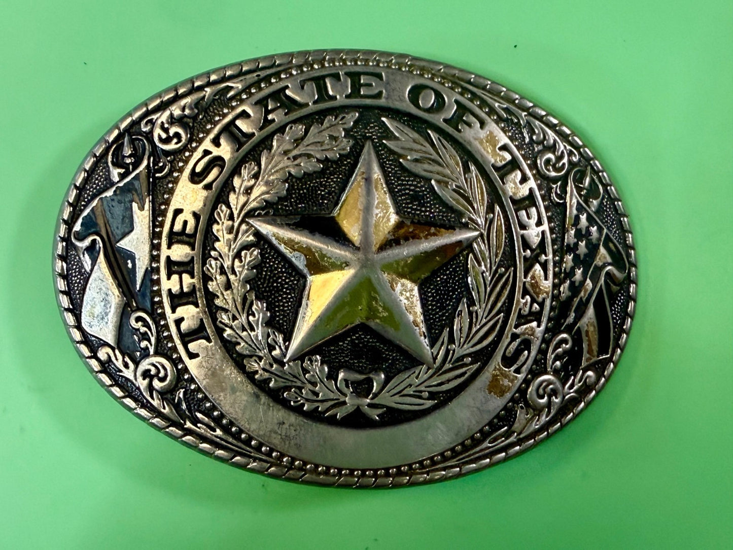 The Great State Of Texas Lone Star Vintage Commemorative Belt Buckle W USA