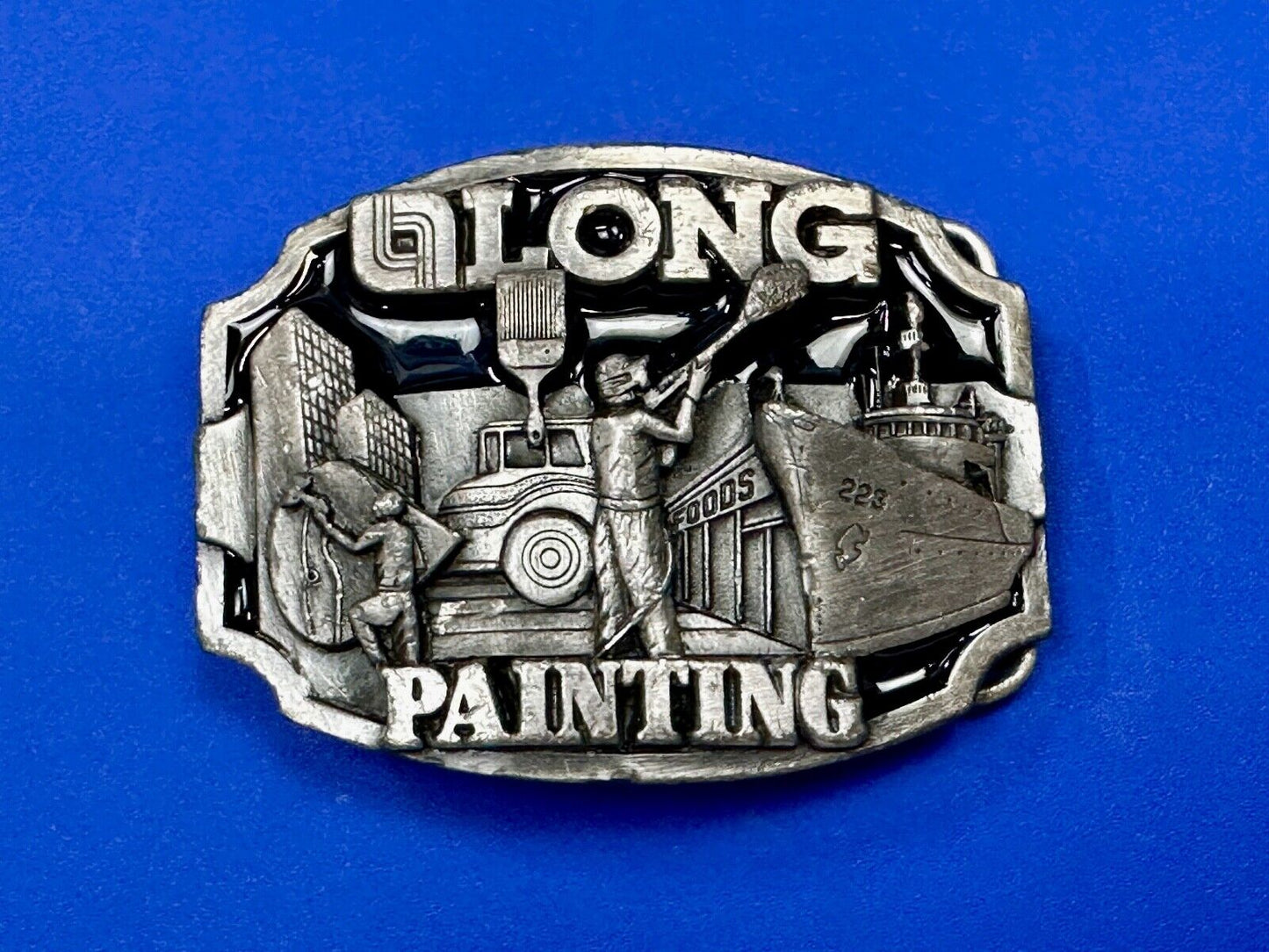 Vintage 1989 LONG painting - Neat Clean Finishing belt buckle