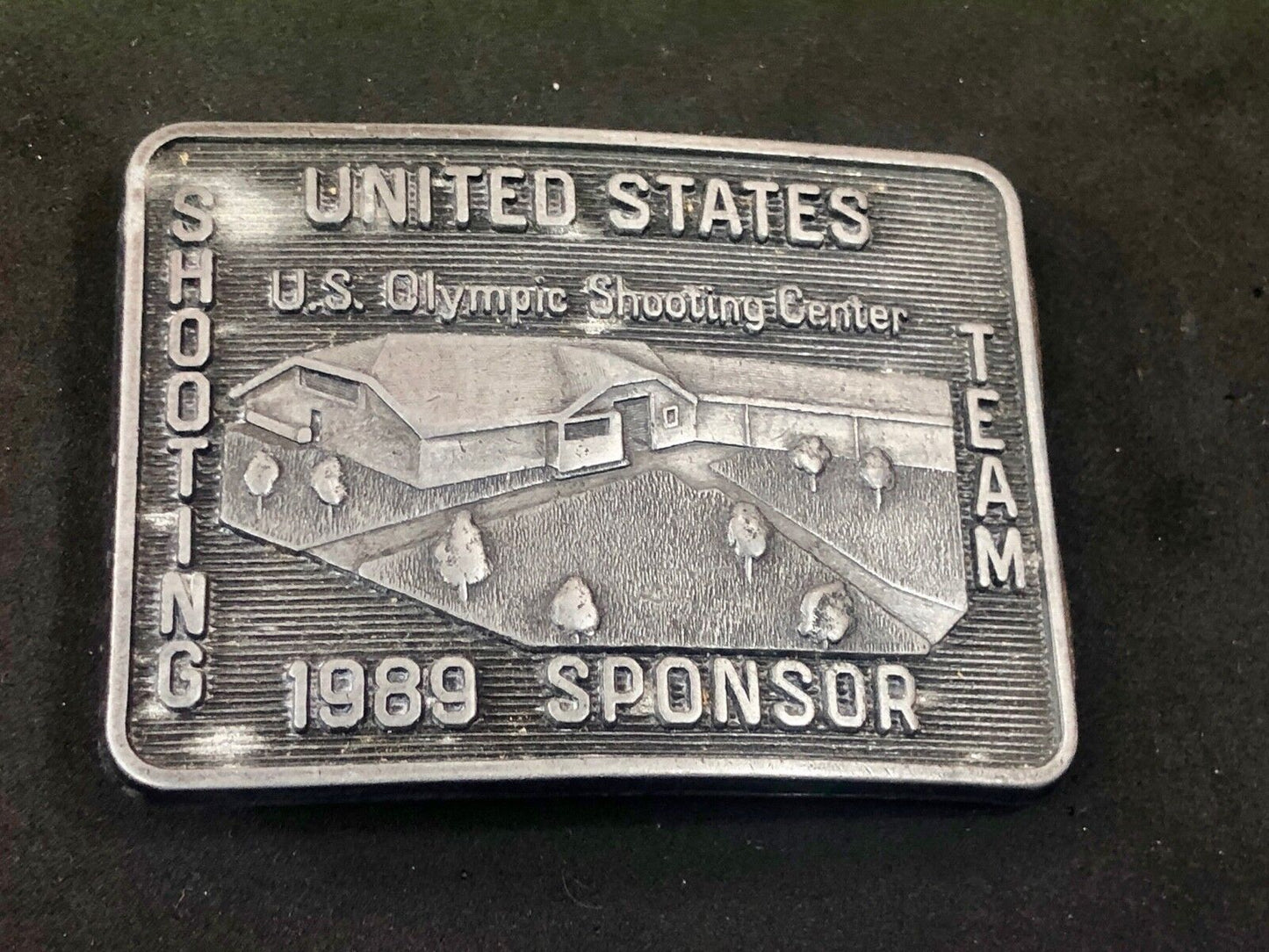 Vintage 1989 Spencer US olympics Shooting Center belt buckle