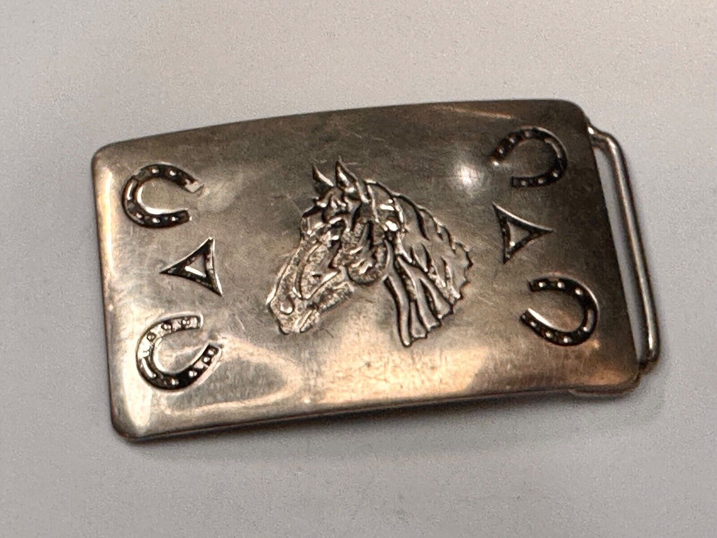 Vintage Chambers Horse Head - Engraved Horseshoe Southwestern Vibe Belt Buckle