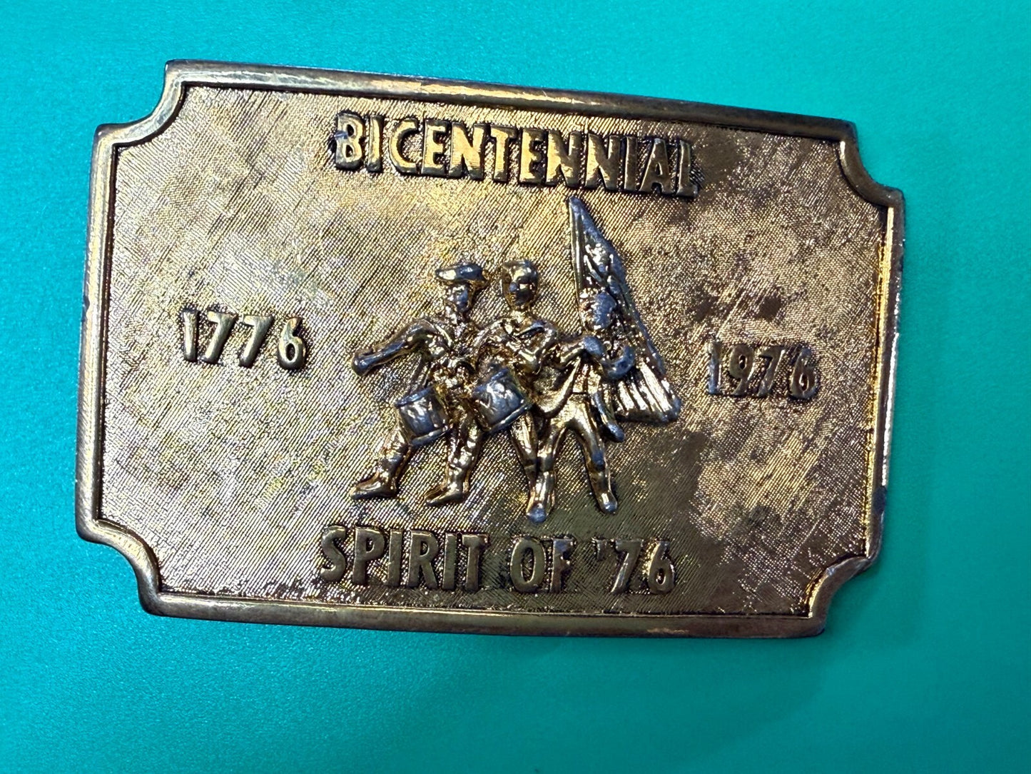 Bicentennial Spirit of America 1776-1976 Gold Color Commemorative Belt Buckle