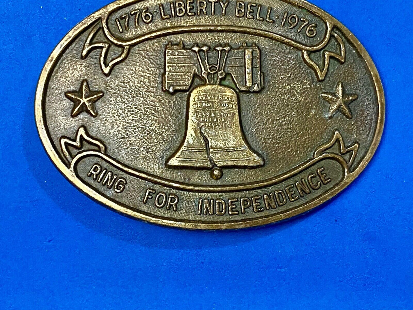 Bicentennial 1776-1976 Liberty Bell, Ring for Independence Oval Belt Buckle