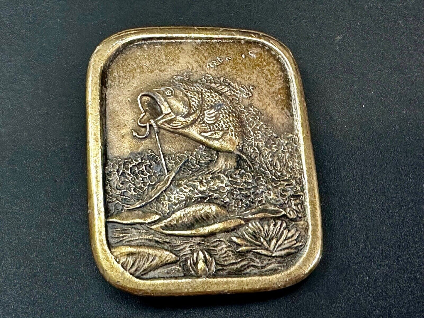 Bass Sport Fishing Vintage 1976 Indiana Metal Craft Belt Buckle