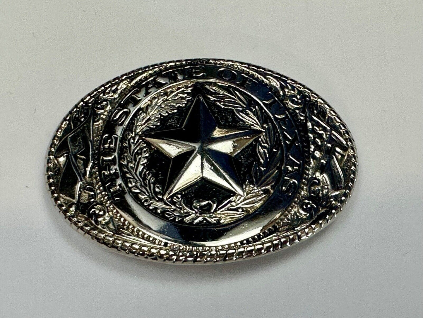 The Great State of Texas - Lone Star Flags seal light gold color belt buckle