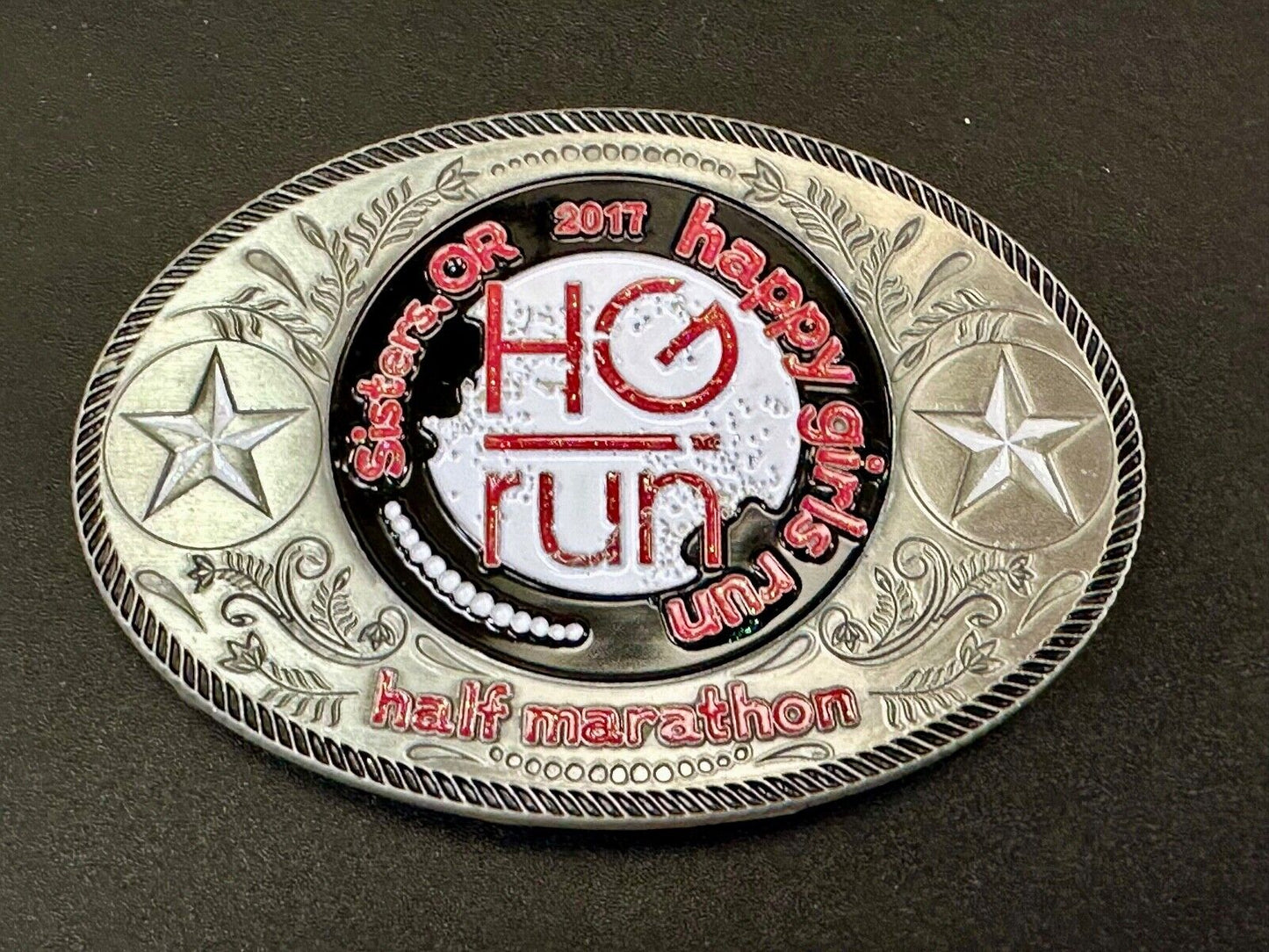 2020 Half Marathon award Happy Girls Sisters Run HG emblem belt buckle