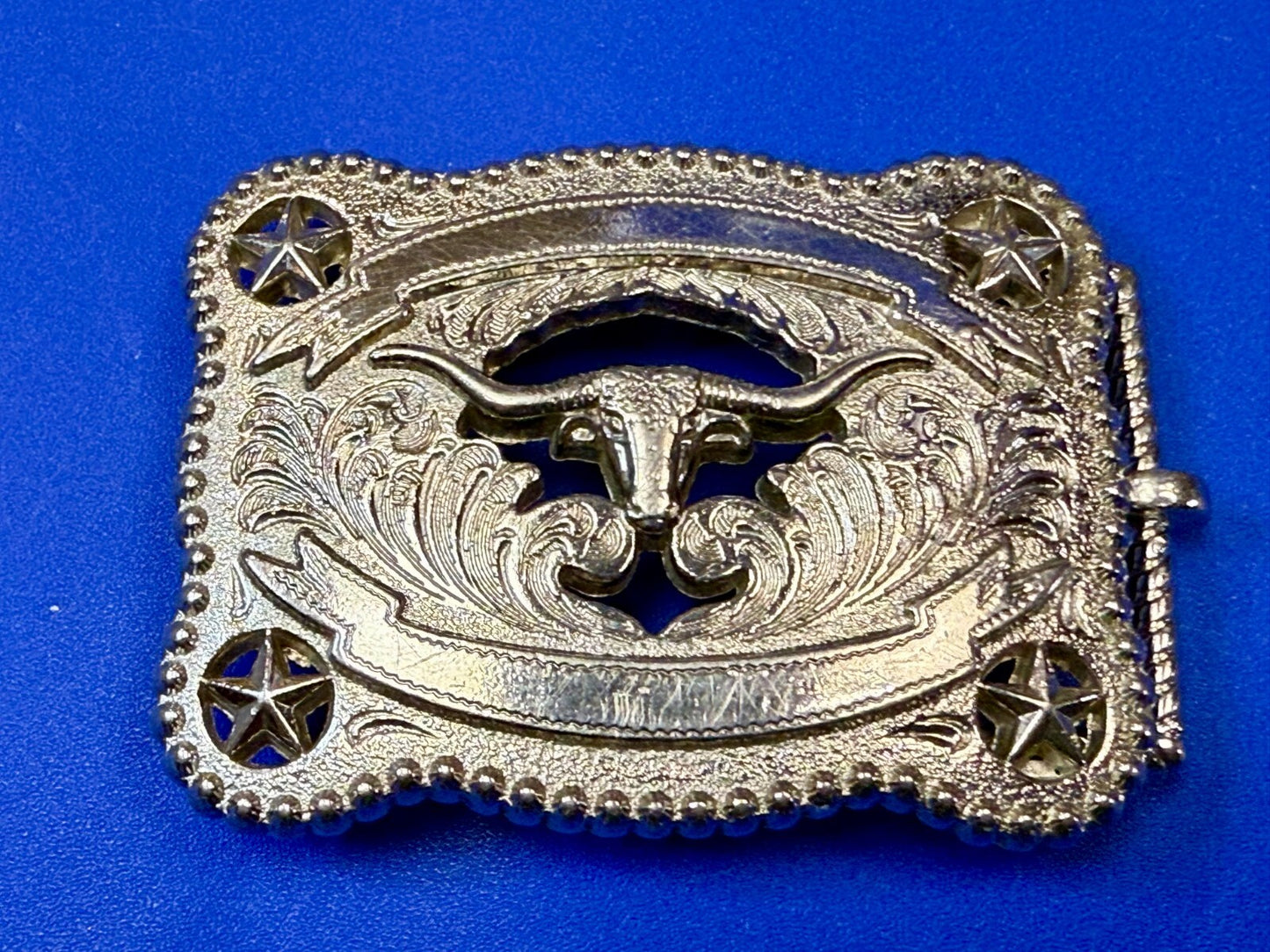 Texas Lonestar Longhorn Cow Bull Head Steer Silver Tone Cowgirls Belt Buckle