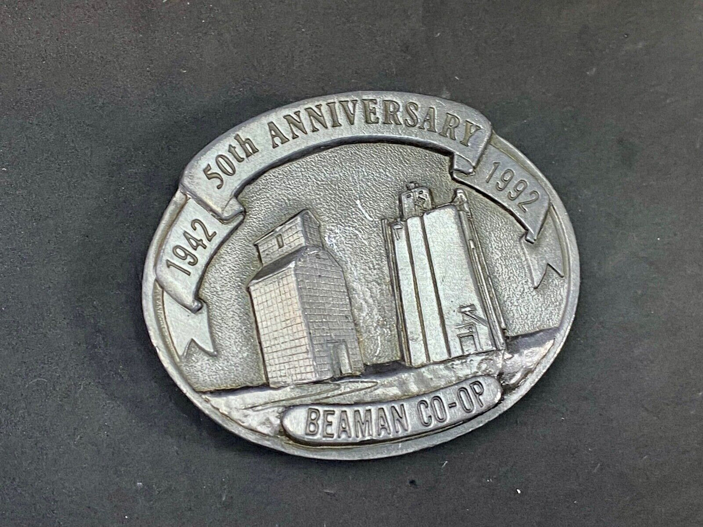 Beaman Co-Op 50Th Anniversary Iowa Feed Grain Farming Agriculture Belt Buckle