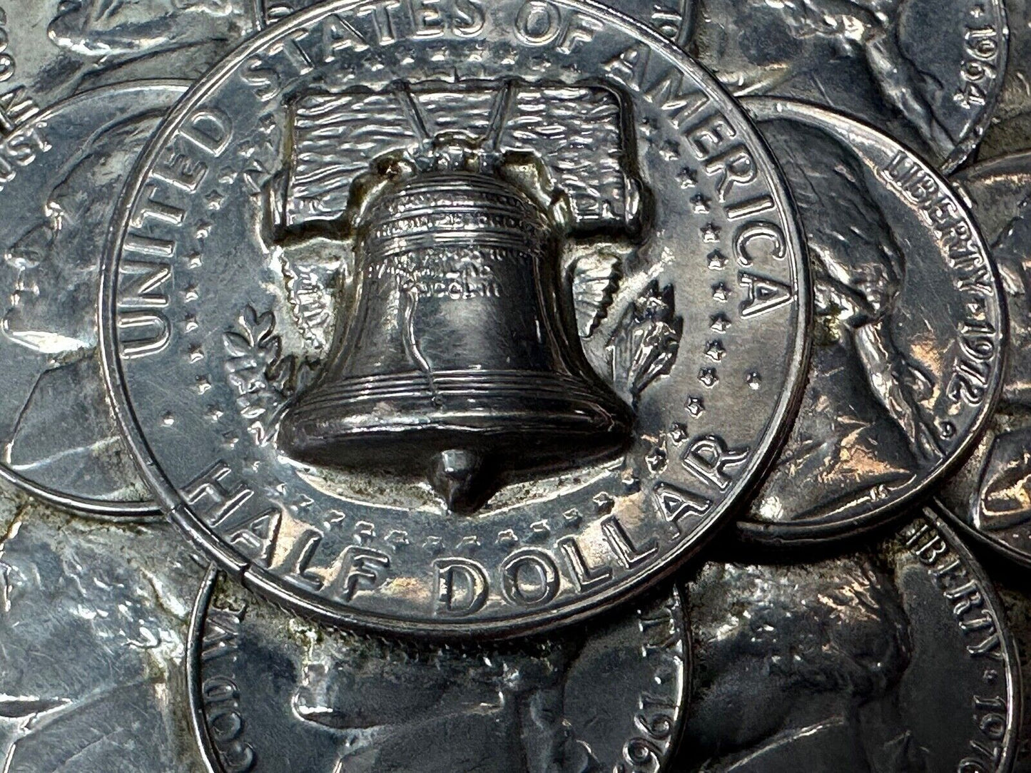 Artist Made Coin Cluster Liberty bell half dollar Nickels belt buckle