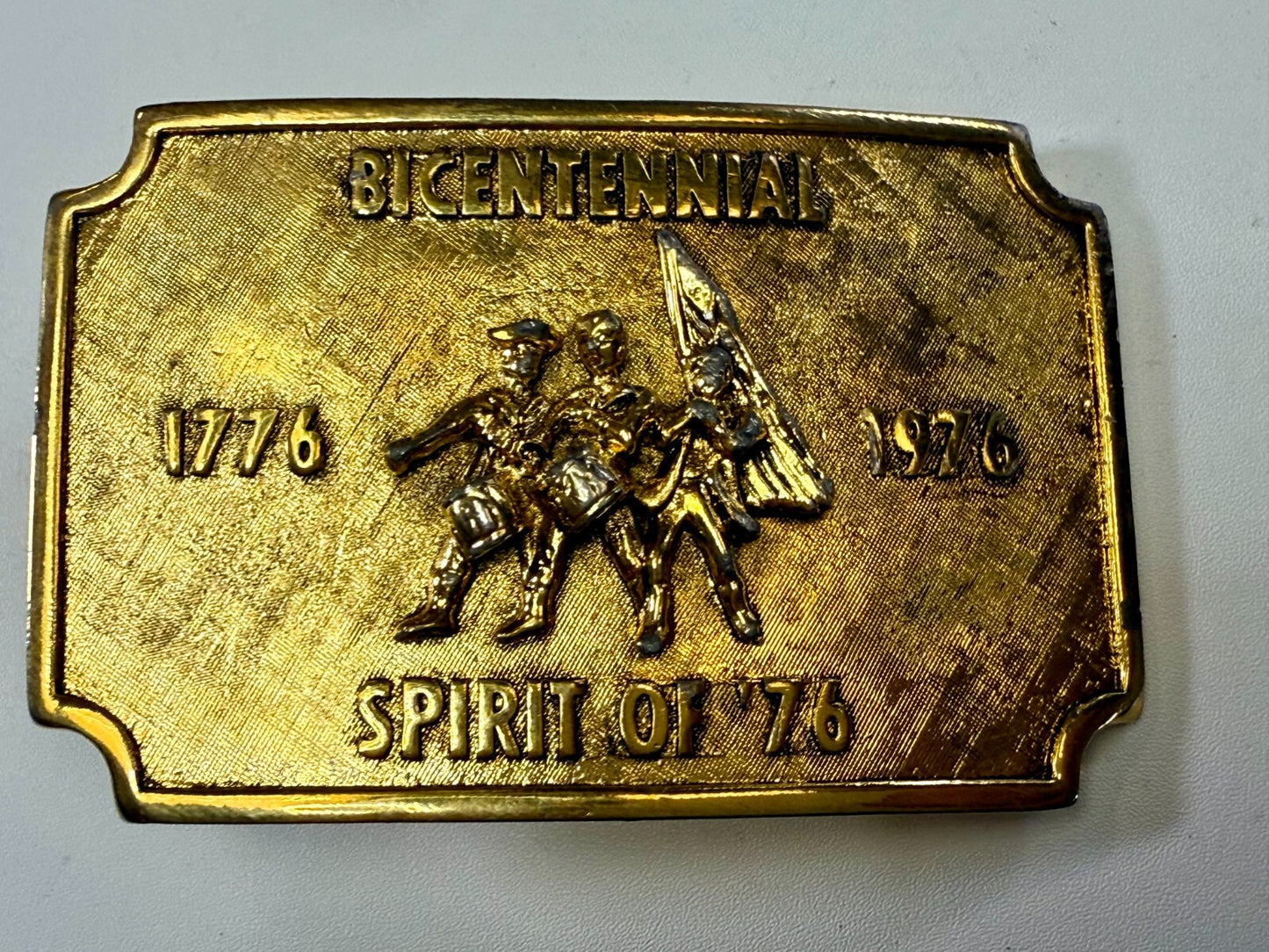 Bicentennial Spirit of America 1776-1976 Gold Color Commemorative Belt Buckle