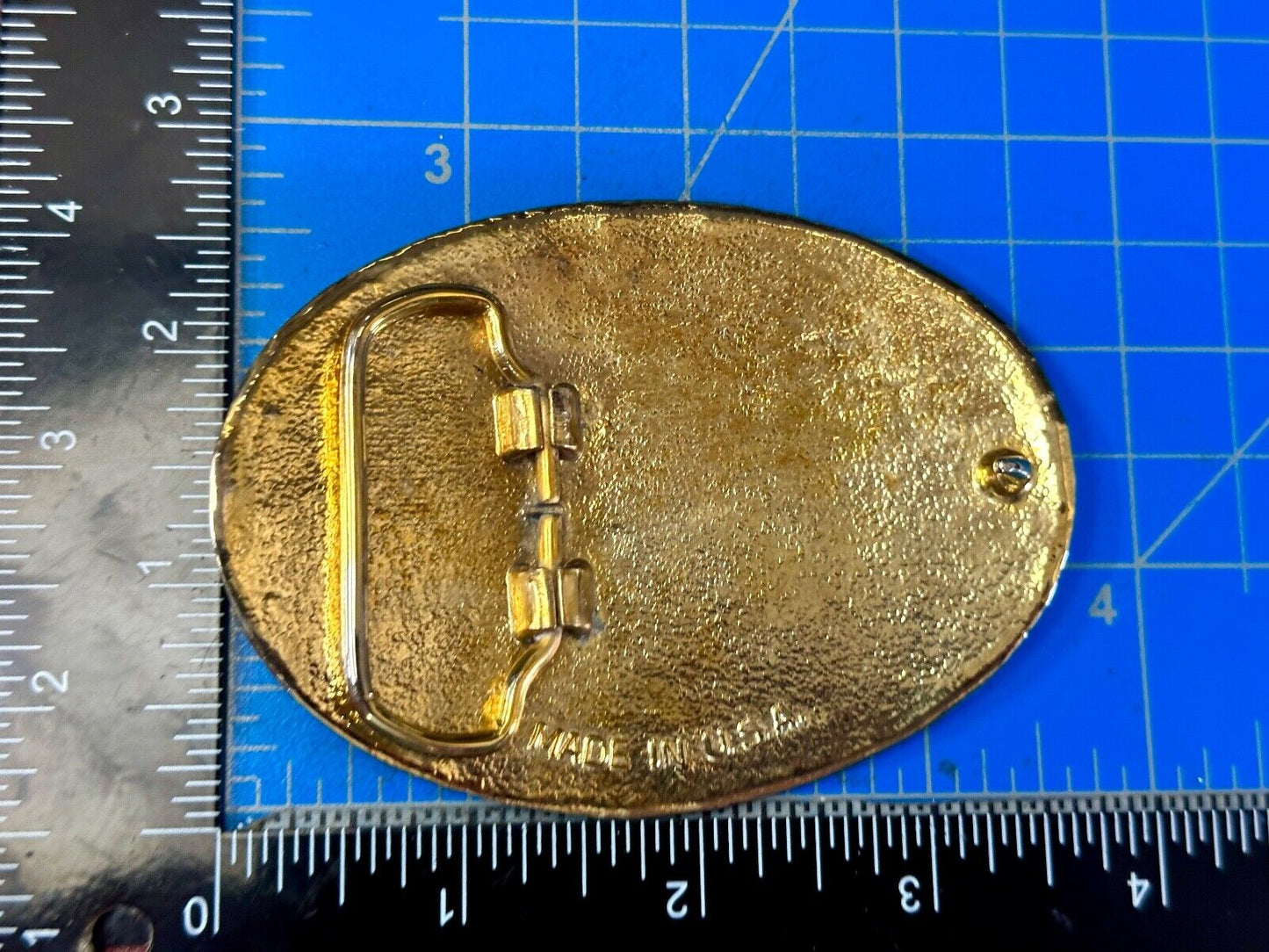 The Great State of Texas Star & Flag gold & black color western belt buckle