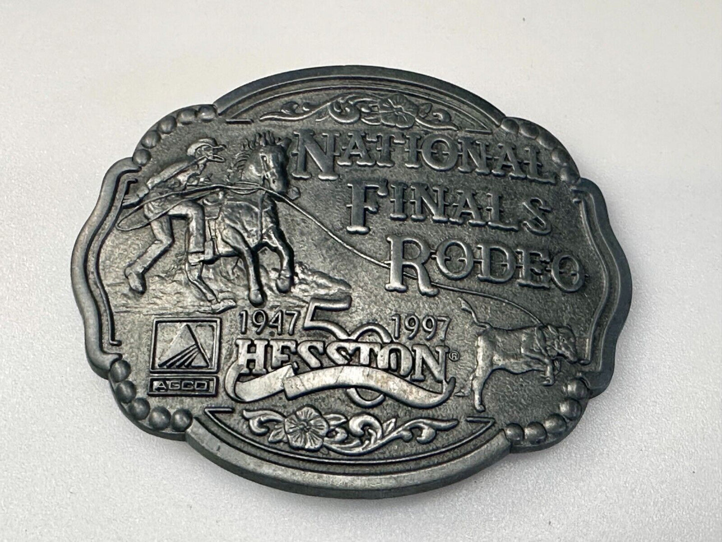 1997 ADM Hesston NFR National Finals Rodeo Cowboys Western Belt Buckle