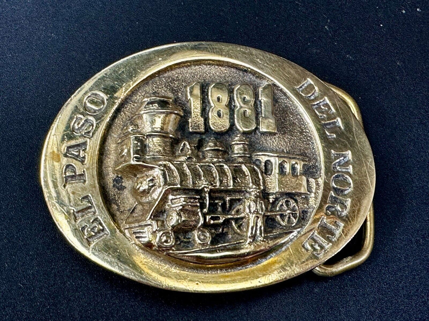 Train Engine El Paso Del Norte 1881 Rail Road Locomotive Solid Brass Belt Buckle