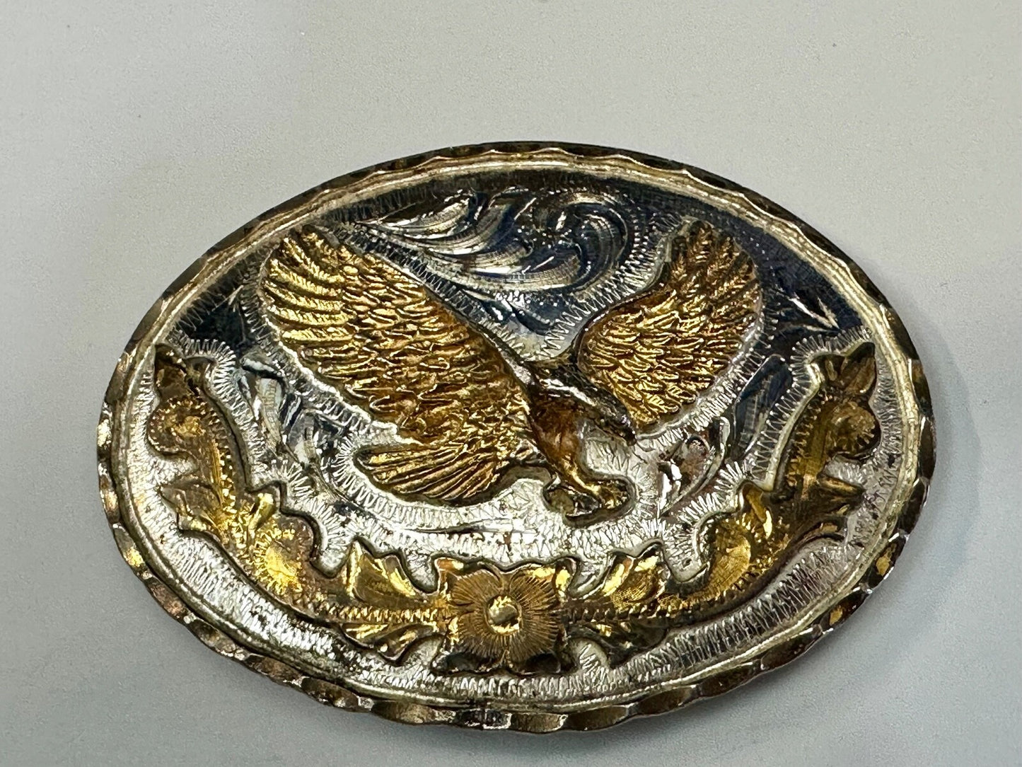 American Patriot Eagle - Majestic Vintage Alpaca Fina JG Mexico Belt Buckle