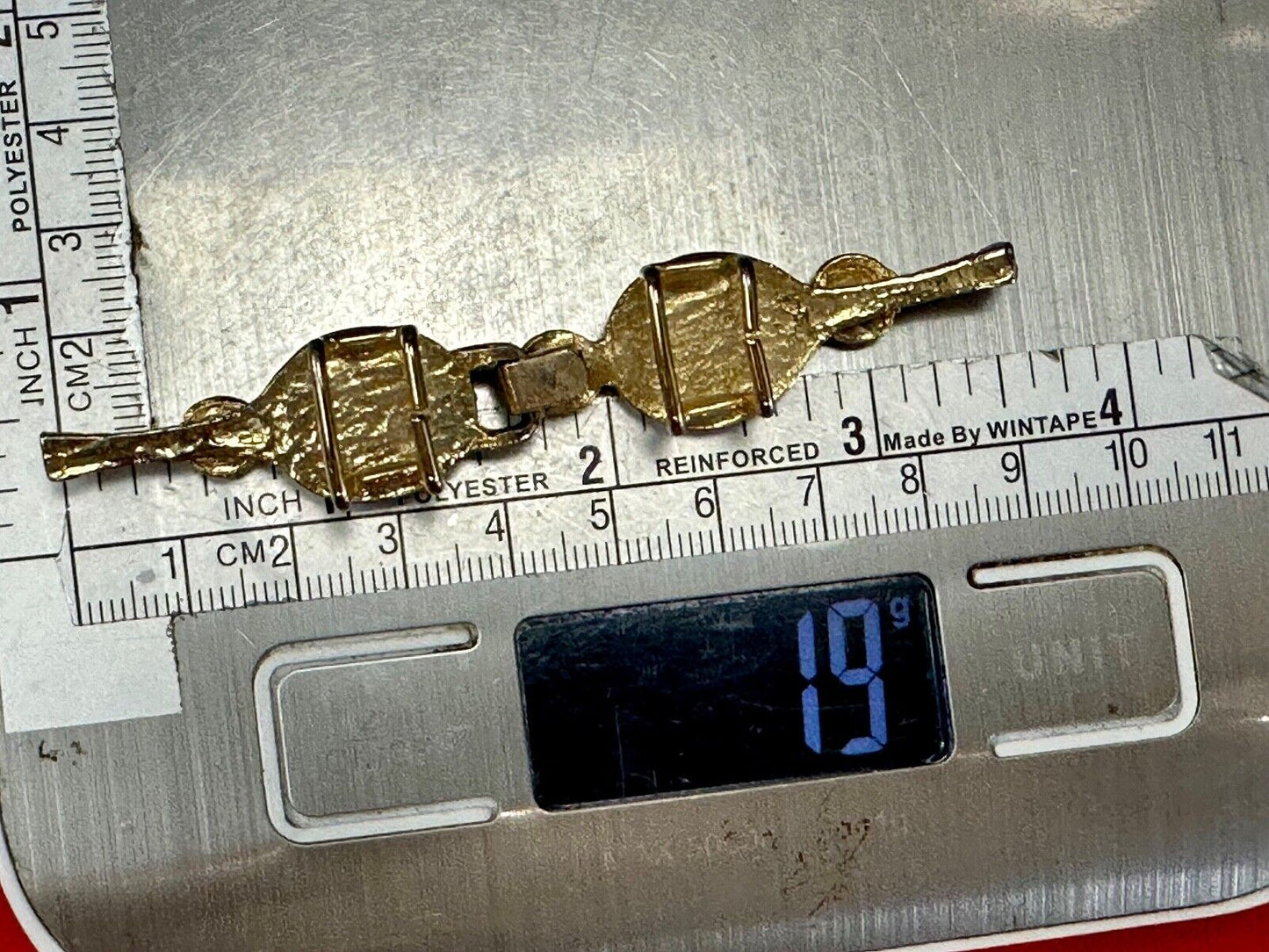 Tennis Raquette Vintage Two-piece interlocking gold tone belt buckle