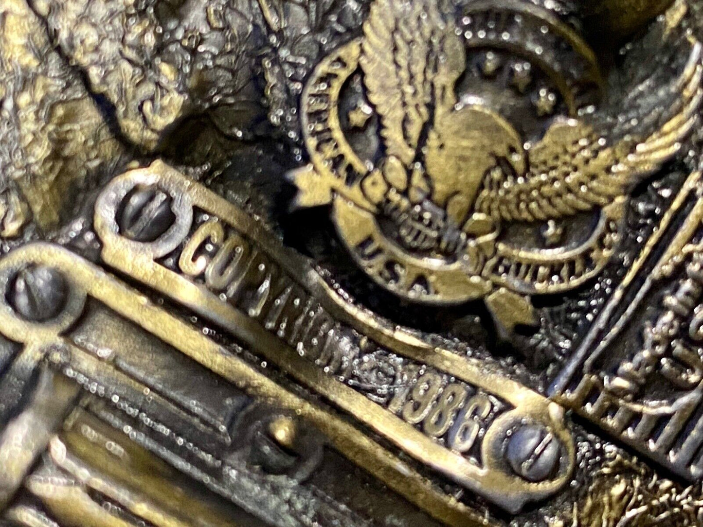 Vintage 1986 Running Buck Doe Or Deer In Nature With Large Antlers Belt Buckle