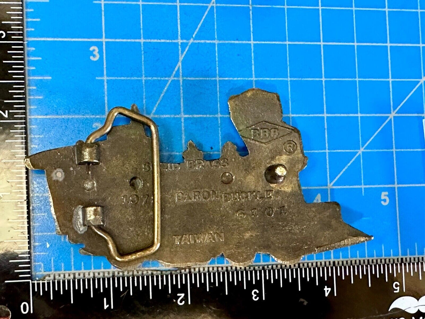 Train Rail Road Steam Engine vintage 1978 solid brass Baron Buckles belt buckle