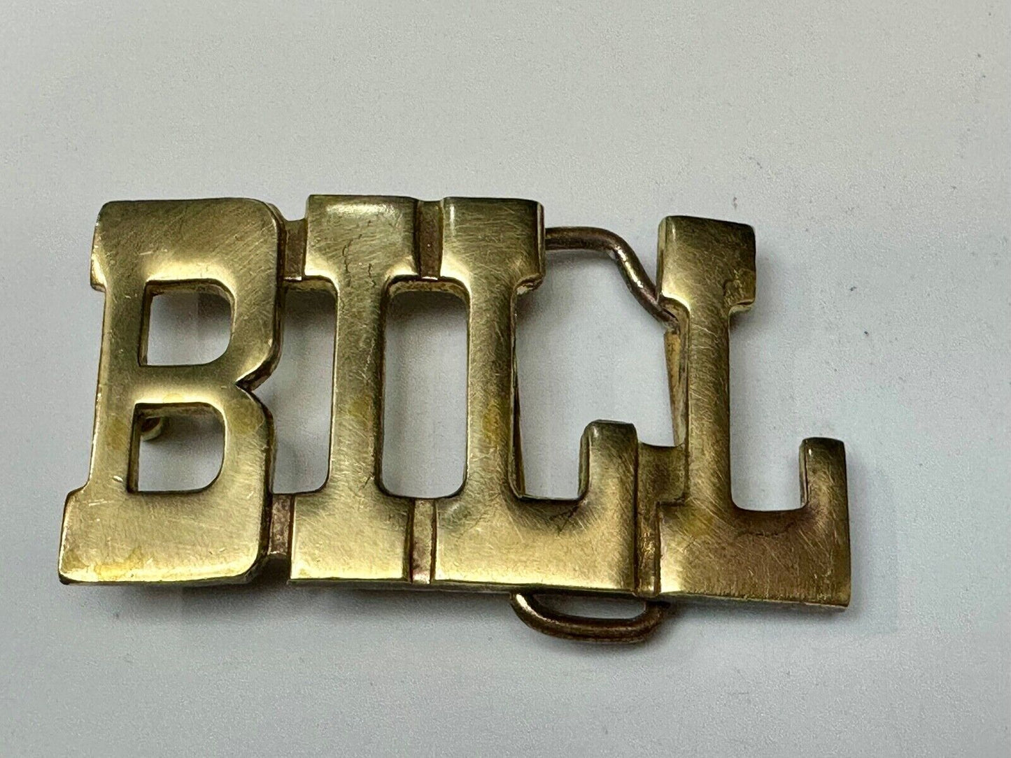 BILL Custom Name in cutout block letters solid brass Baron Belt Buckle