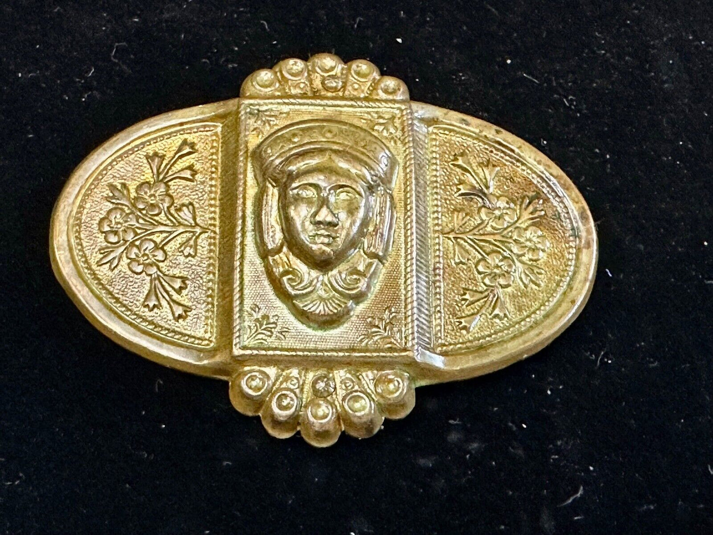 Antique Head Bust Belt Ornament - buckle slide clip - unknown to me! Victorian?