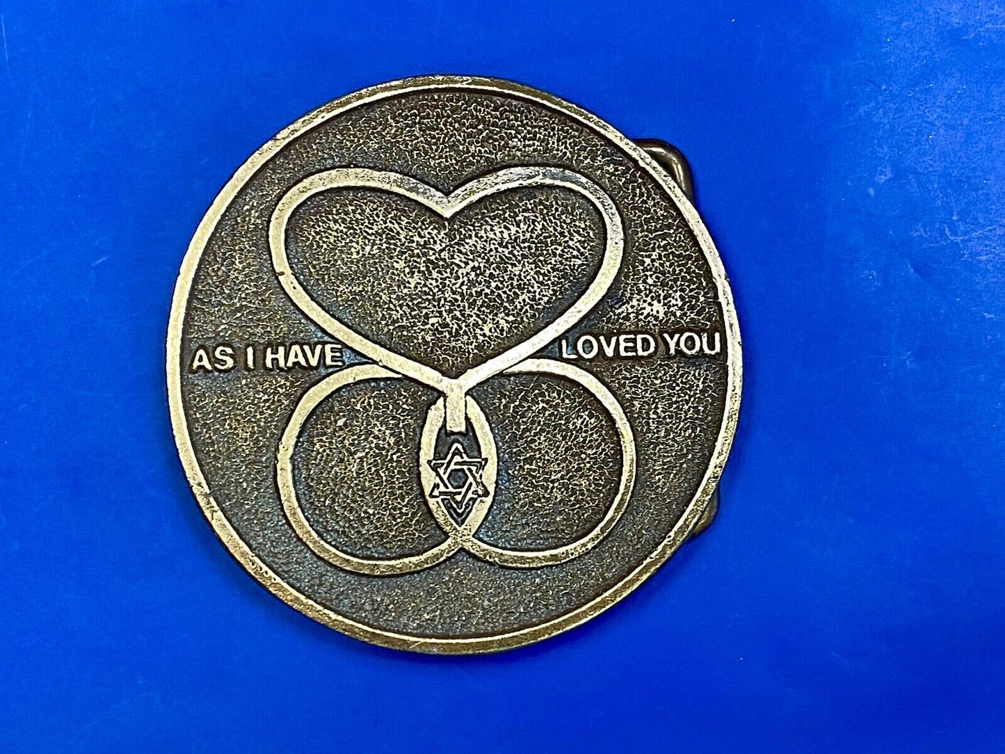 Vintage As I Have Loved You Heart Star Of David Belt Buckle