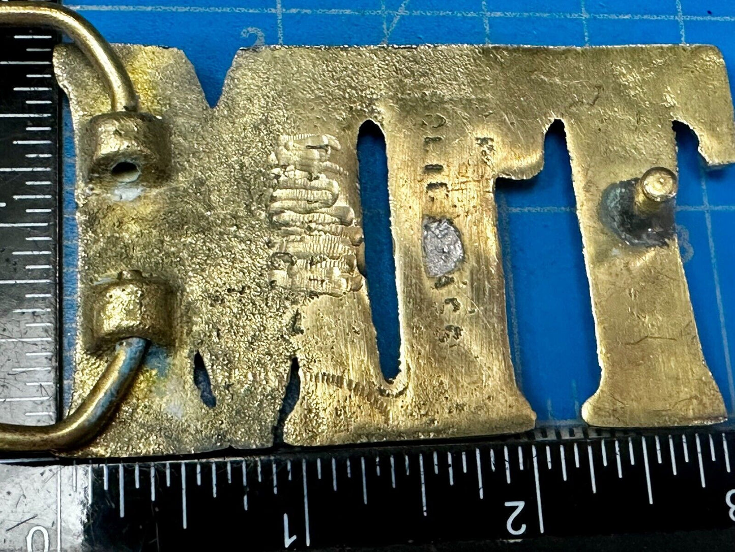 TIM Custom Name in cutout block letters solid brass belt buckle - Taiwan ROC