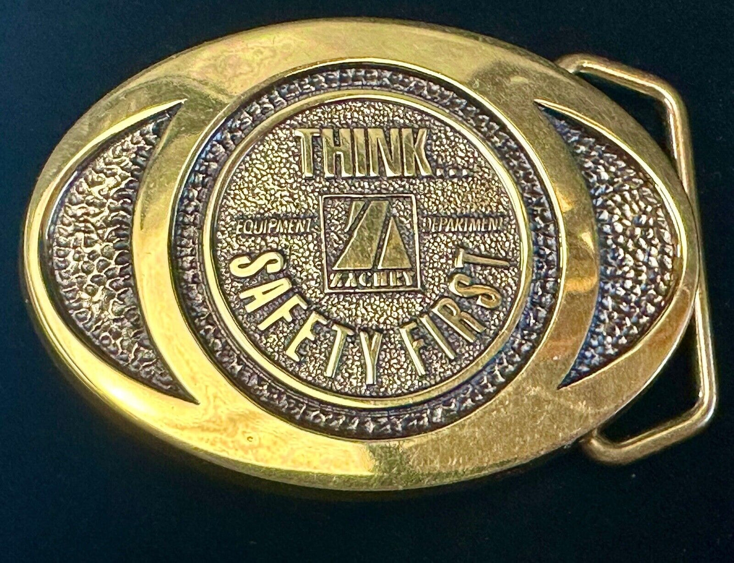 THINK Safety First ZACHRY Equipment Department Vintage 1991 BTS belt buckle