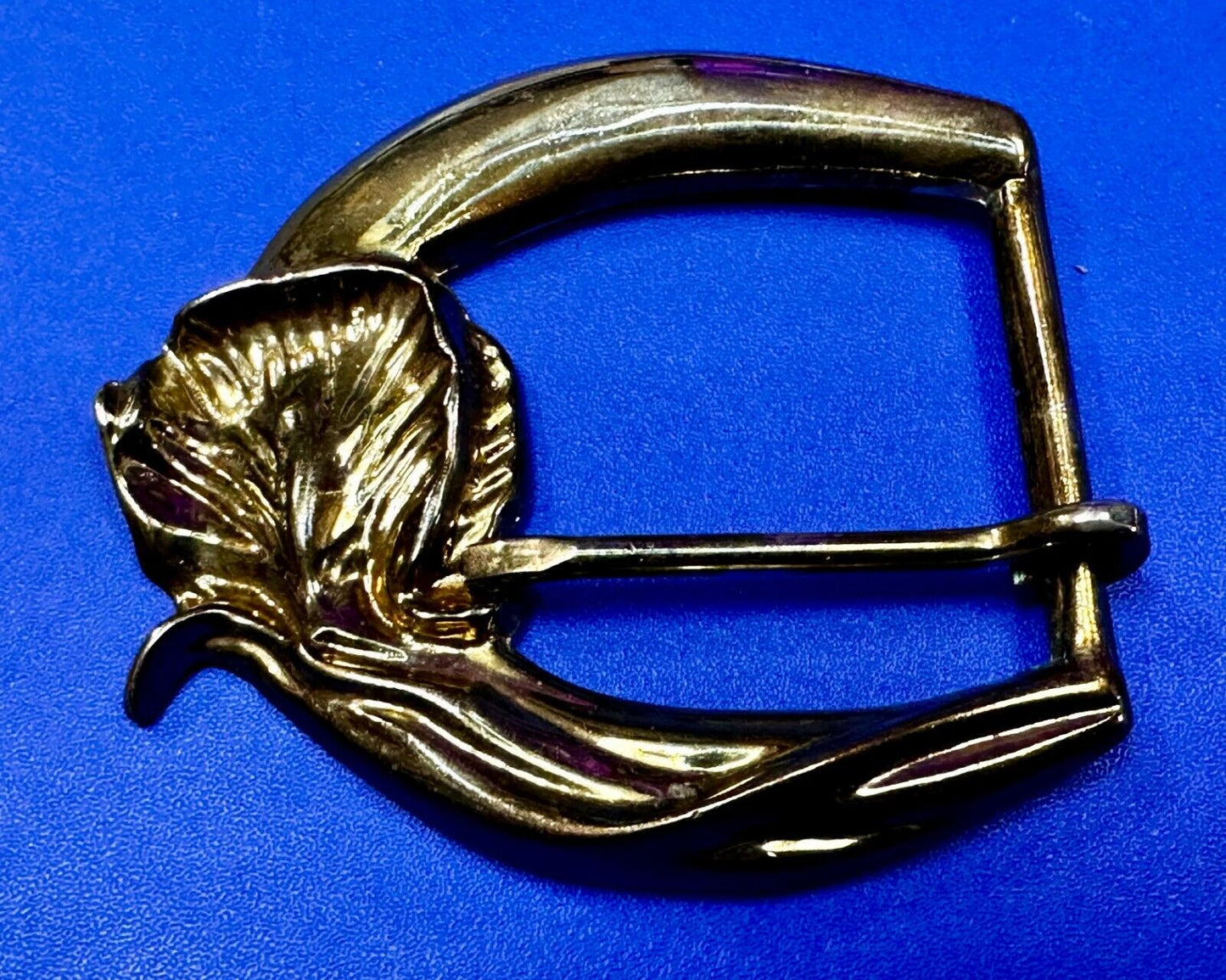 Thick Figural Flower Theme - Vintage Gold Tone Replacement Dress Belt Buckle