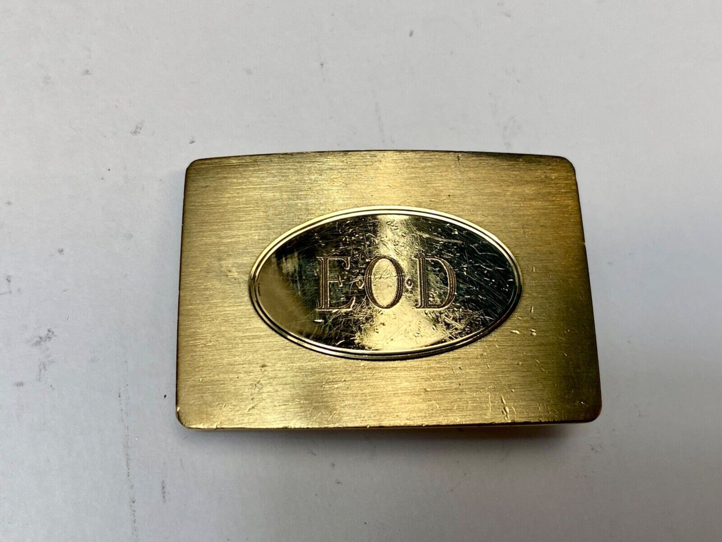 Vintage EOD Initials Make Monogram small formal dress belt buckle
