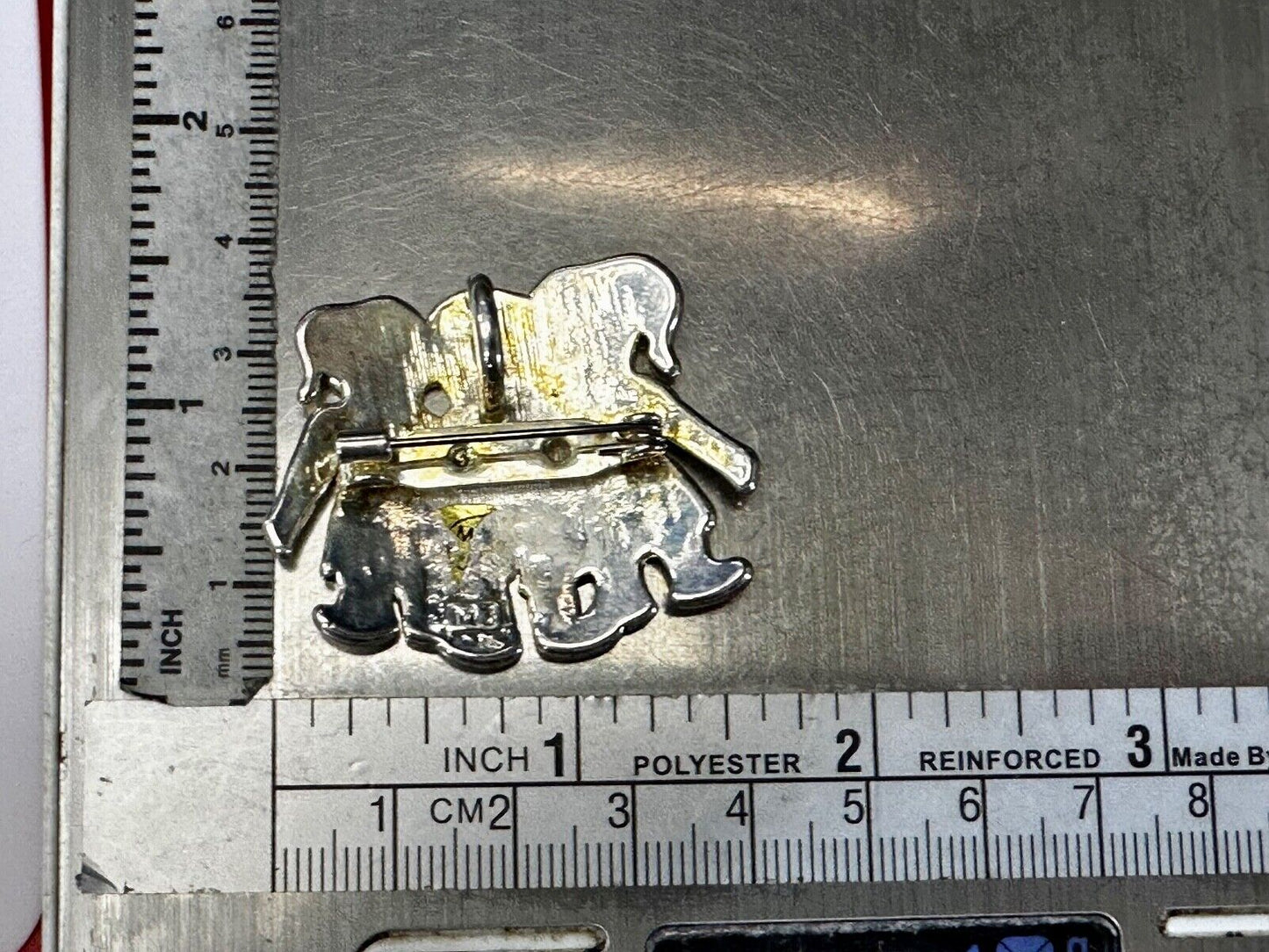 3 Children Kids Figure Cutout Silver Brooch Pin Signed by MJ