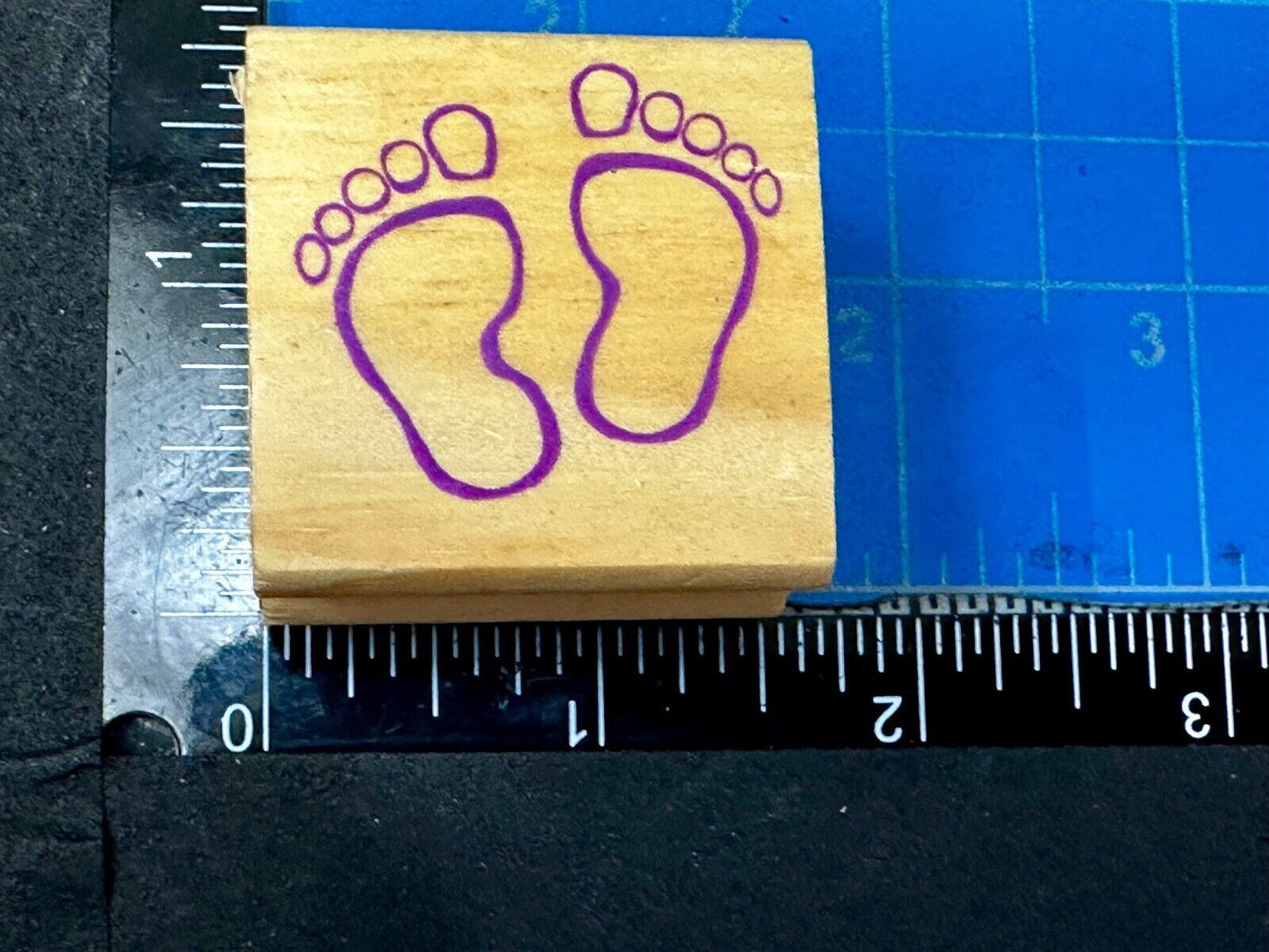 Baby Footprints Feet - NOS 1.5" Rubber Stamp for Crafting and Card Making