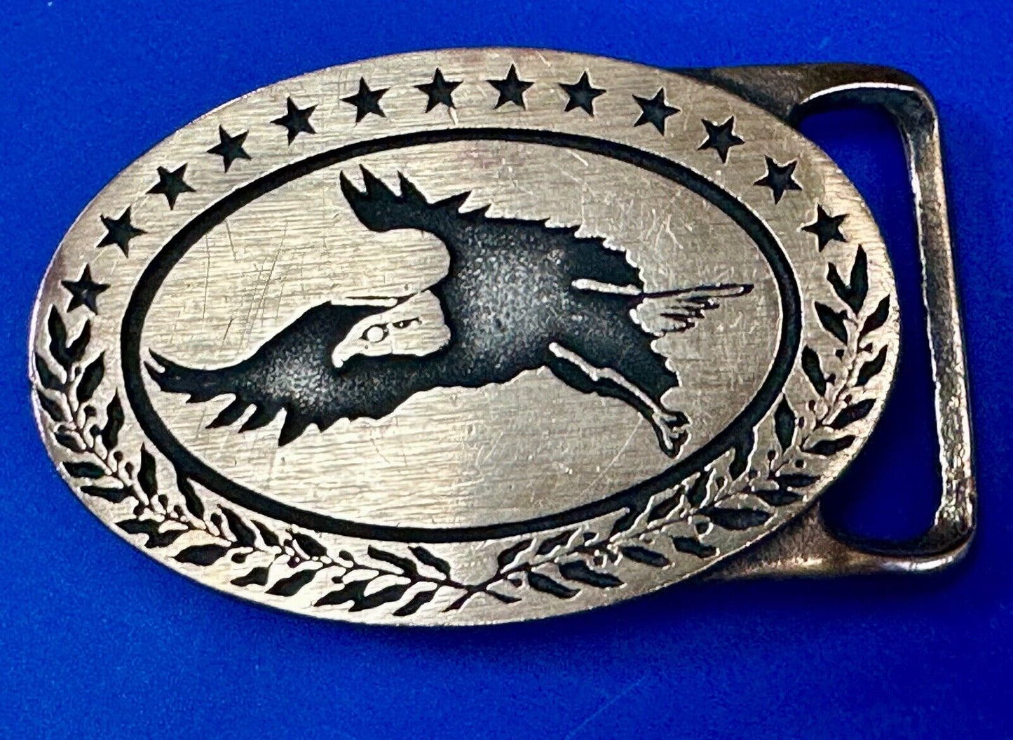BALD EAGLE - vintage Tech Ether Guild Hippy style solid brass belt buckle