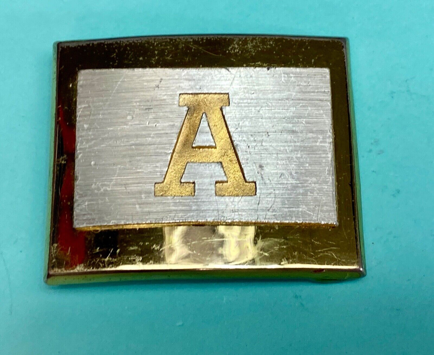 Vintage Dante Initial letter A two tone belt buckle