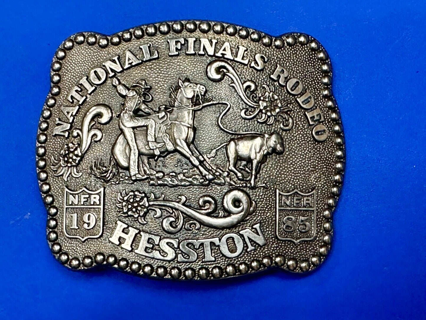 1985 NFR National Finals Rodeo Adult Size belt buckle by Fred Fellows