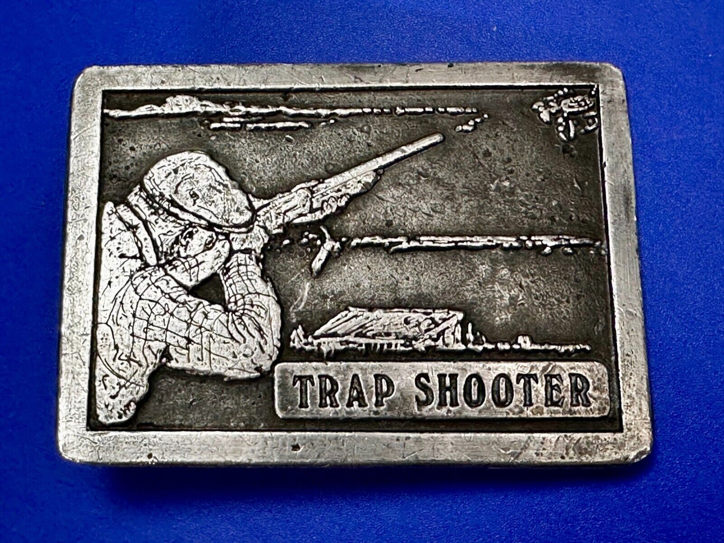 Trap Shooter Shooting Positions Gun Rifle Sports Vintage 1976 Belt Buckle by NS