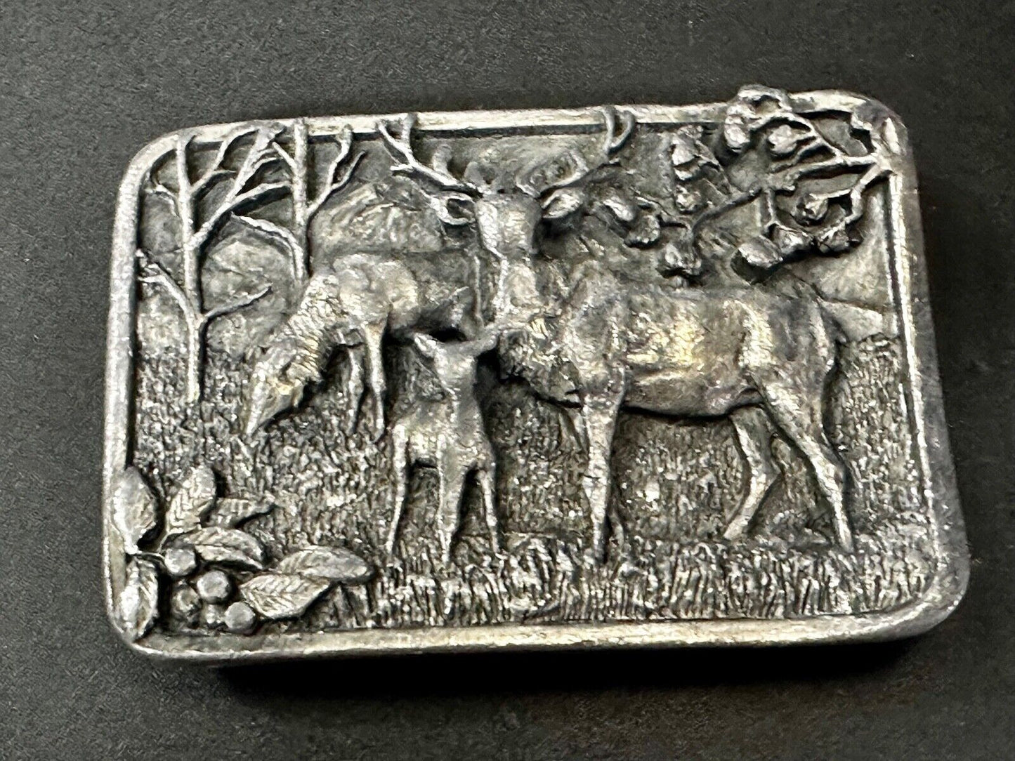 The Elk Deer Family Vintage Wapiti 1982 Wildlife Pewter Belt Buckle by Siskiyou