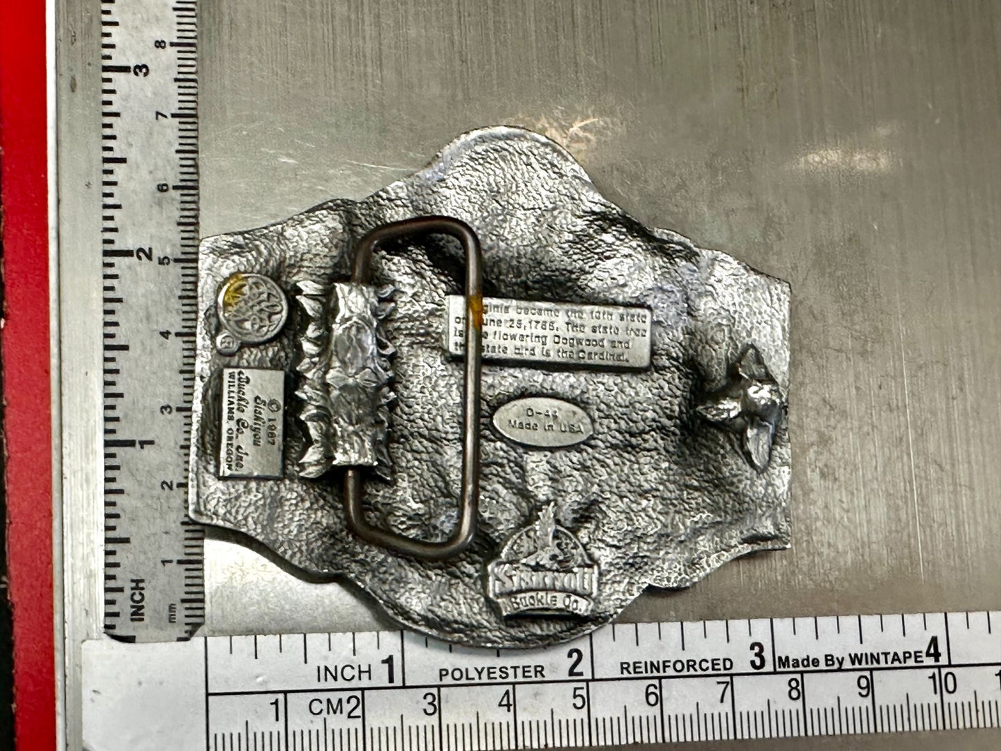 The States of Virginia Old Dominion Dogwood Cardinal 1987 Siskiyou Belt Buckle