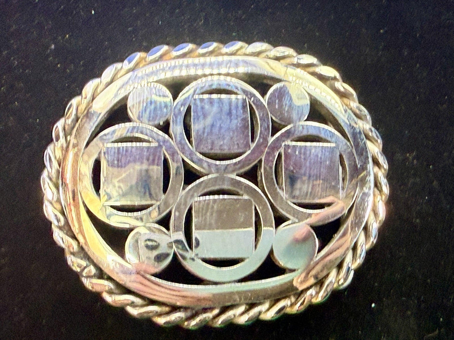 Artisan Welder Art Abstract Open Work Circle Square Pattern Vintage Belt Buckle