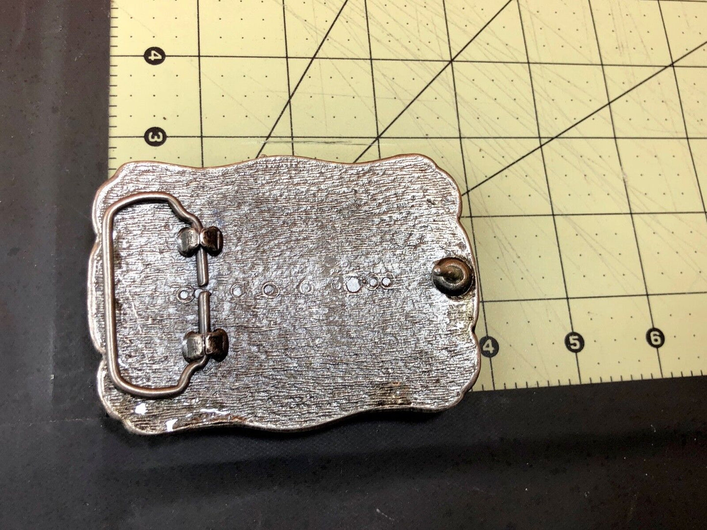Black gray rhinestone large raised metal Western Belt Buckle