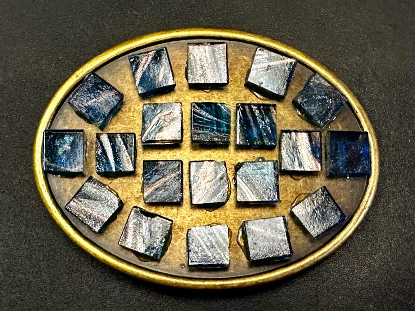Artisan Stone Cubes - Native American Indian Style? Unique Oval Belt Buckle