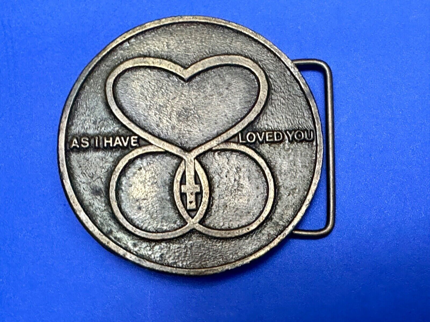 AS I HAVE LOVED YOU Round heart star of David belt buckle