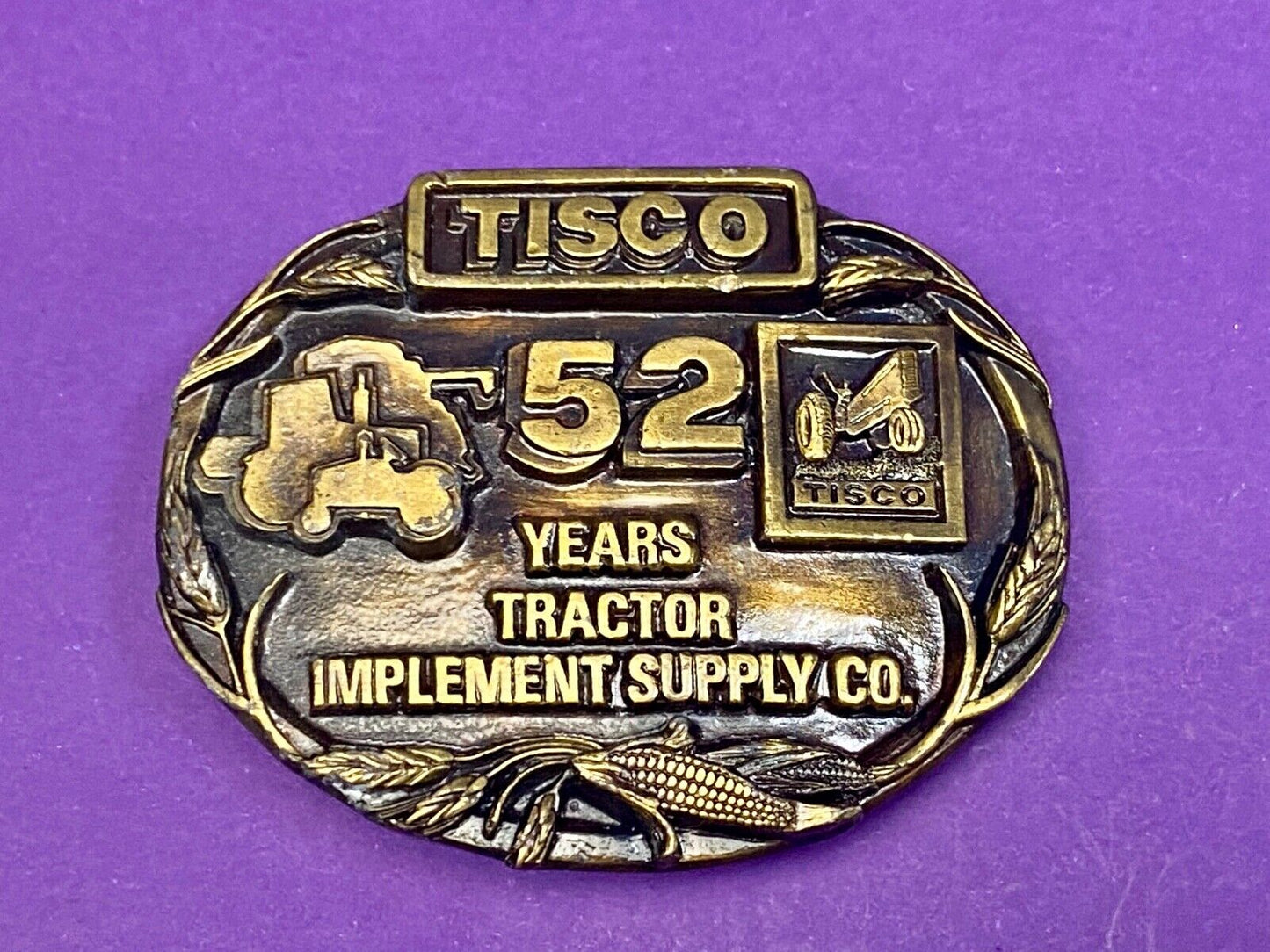 Vtg. Tisco Tractor Implement Supply Agriculture Farm Farming 52 Year Belt Buckle